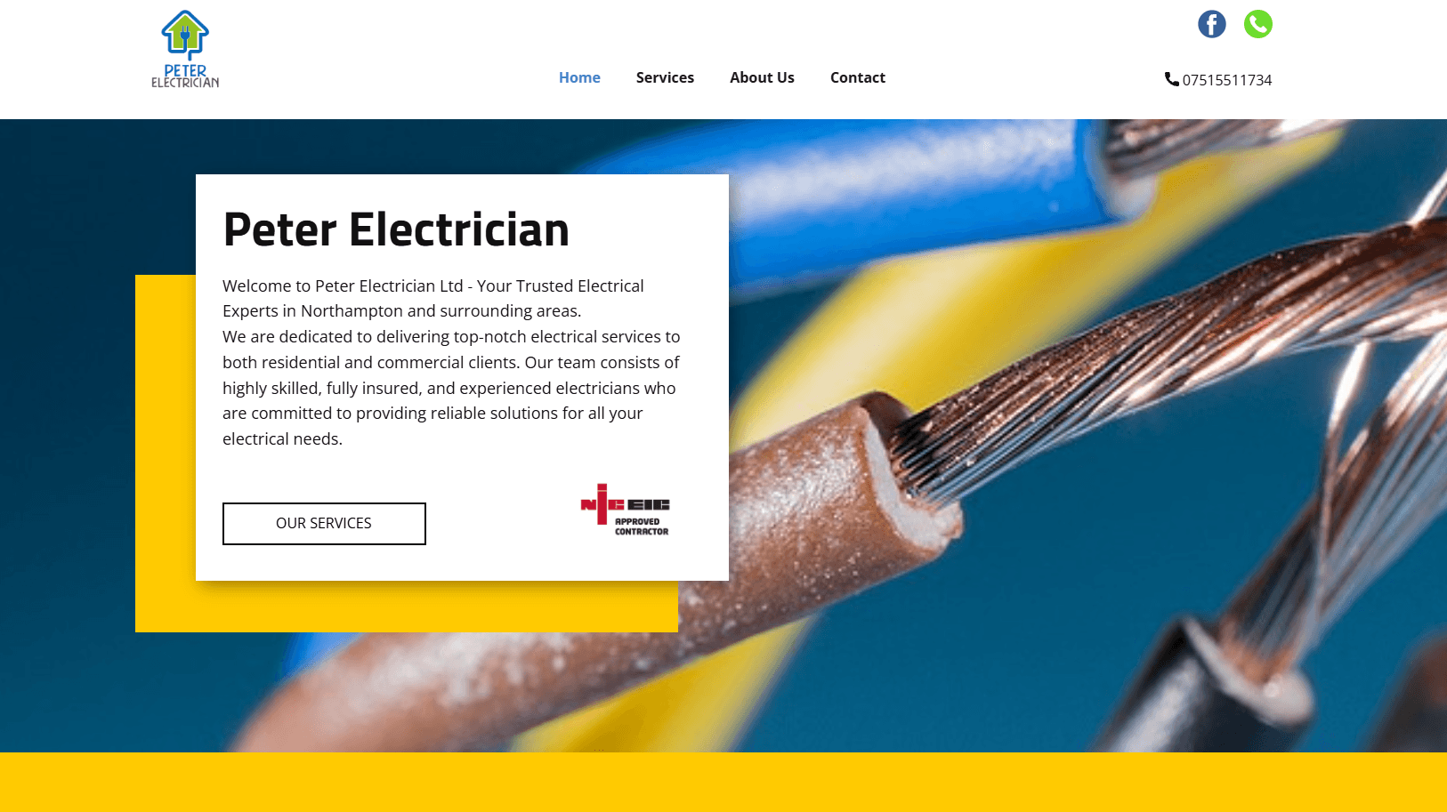 Screenshot of Peter Electrician website