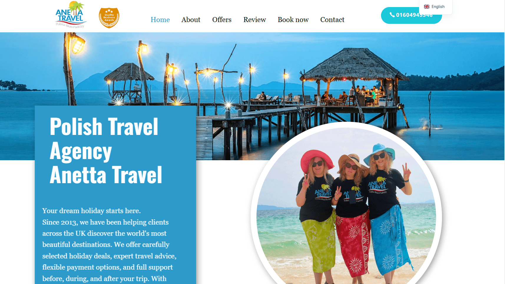 Screenshot of Anetta Travel website